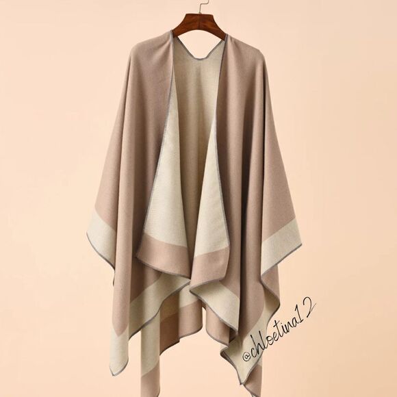 New Luxe Reversible Wrap Shawl Poncho Cardigan - Picture 8 of 16